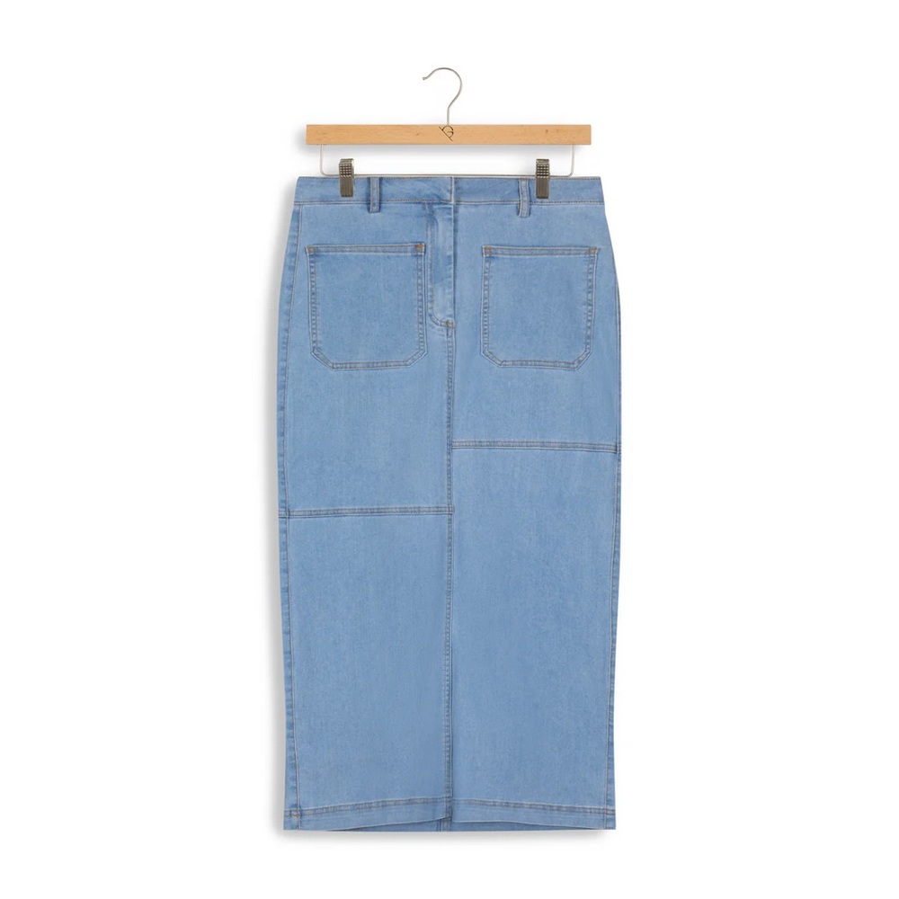 Heritage Denim Hd Maxi Seamed Panel Aline Skirt